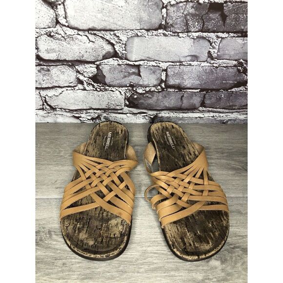 Merrell District Mahana Natural Tan Memory Foam Sandals Women’s Sz 9M US/40EU - Picture 1 of 16